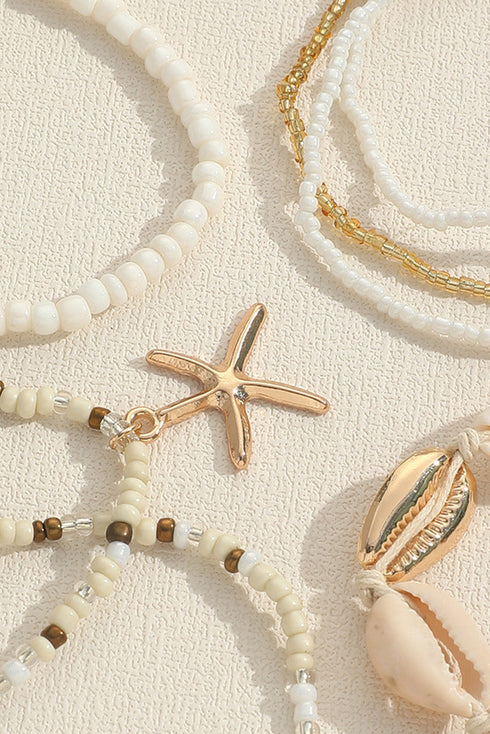 Textured Bead And Sea Life Charm Stackable Bracelets