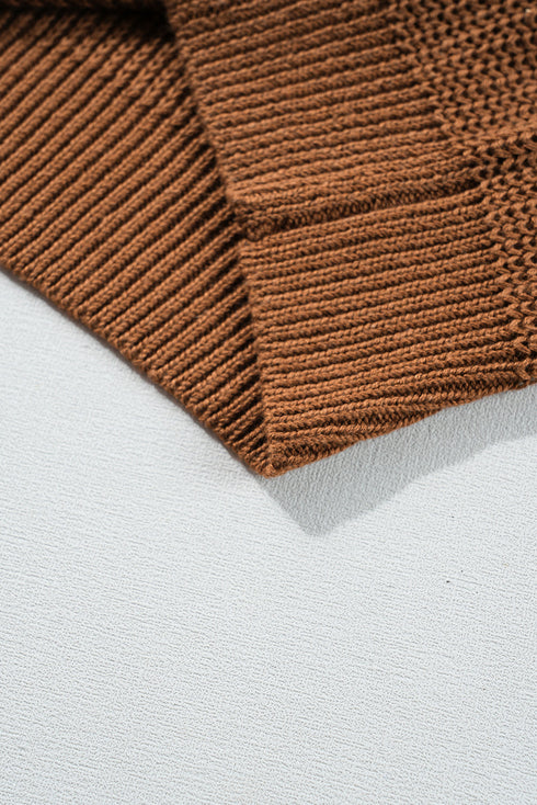 Textured Beaded Sleeve Lattice Knit Pullover Sweater