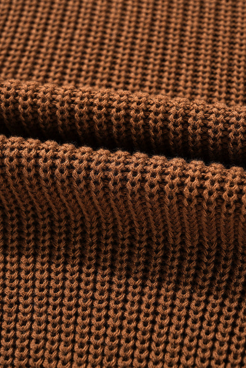 Textured Beaded Sleeve Lattice Knit Pullover Sweater
