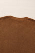 Textured Beaded Sleeve Lattice Knit Pullover Sweater