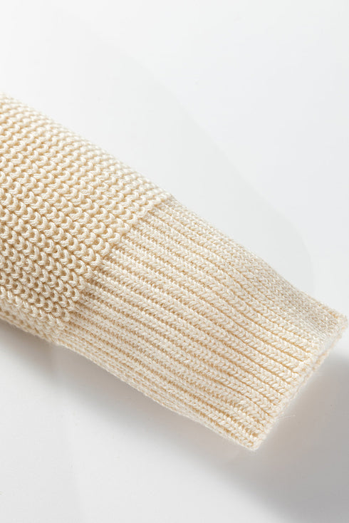 Textured Bobble Knit Floral Embroidered Pullover Sweater