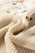 Textured Bobble Knit Floral Embroidered Pullover Sweater