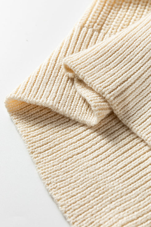 Textured Bobble Knit Floral Embroidered Pullover Sweater