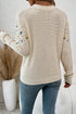 Textured Bobble Knit Floral Embroidered Pullover Sweater