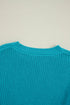 Textured Bobble Sleeve Eyelet Crew Neck Sweater