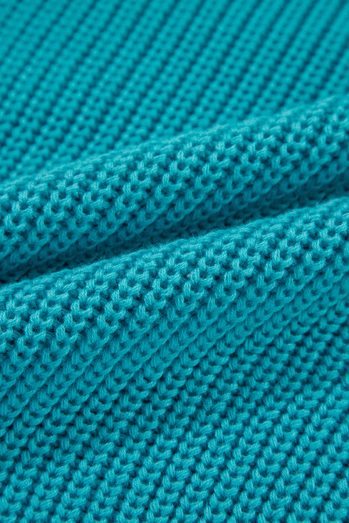 Textured Bobble Sleeve Eyelet Crew Neck Sweater