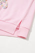 Textured Bow Applique Balloon Sleeve Pullover Sweatshirt