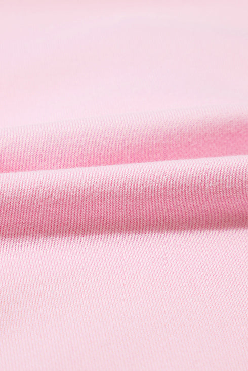 Textured Bow Applique Balloon Sleeve Pullover Sweatshirt