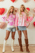 Textured Bow Applique Balloon Sleeve Pullover Sweatshirt