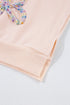 Textured Bow Applique Balloon Sleeve Pullover Sweatshirt