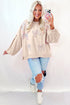 Textured Bow Applique Balloon Sleeve Pullover Sweatshirt