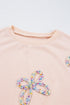 Textured Bow Applique Balloon Sleeve Pullover Sweatshirt