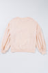 Textured Bow Applique Balloon Sleeve Pullover Sweatshirt