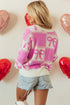 Textured Bow Detail Checkerboard Knit Sweater