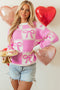 Textured Bow Detail Checkerboard Knit Sweater