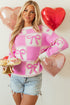 Textured Bow Detail Checkerboard Knit Sweater