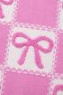 Textured Bow Detail Checkerboard Knit Sweater