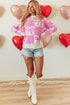 Textured Bow Detail Checkerboard Knit Sweater