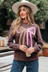 Textured Bow Graphic Relaxed Fit Pullover Sweatshirt