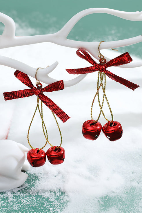 Textured Bow Knot Bell Charm Drop Earrings