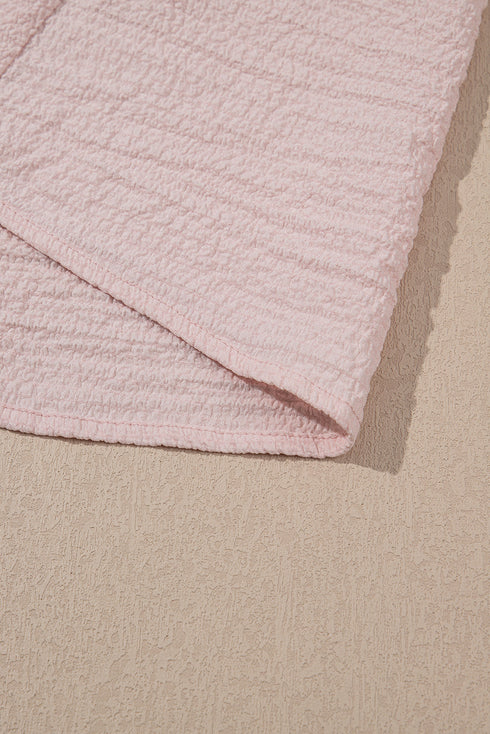 Textured Bow Knot Frilled Butterfly Sleeve Blouse