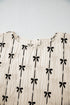 Textured Bow Print Puff Sleeve Square Neck Blouse