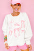 Textured Bowknot Pattern Corded Drop Shoulder Top