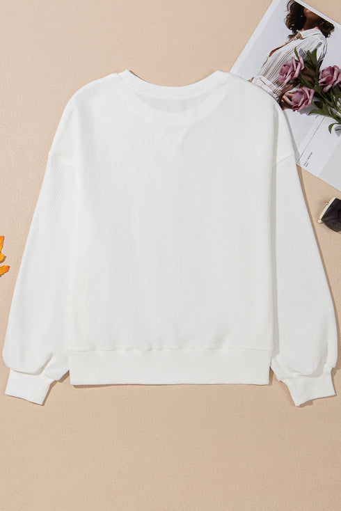 Textured Bowknot Pattern Corded Drop Shoulder Top
