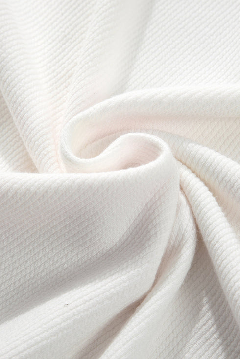 Textured Bowknot Pattern Corded Drop Shoulder Top