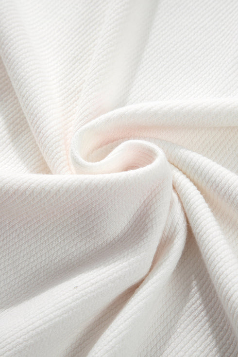 Textured Bowknot Pattern Corded Drop Shoulder Top