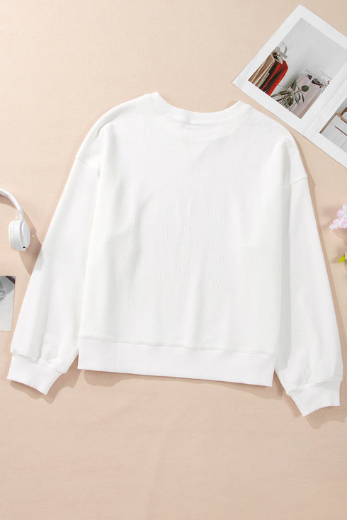 Textured Bowknot Pattern Corded Drop Shoulder Top
