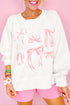 Textured Bowknot Pattern Corded Drop Shoulder Top