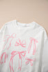 Textured Bowknot Pattern Corded Drop Shoulder Top