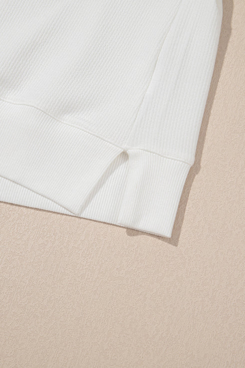 Textured Bowknot Pattern Corded Drop Shoulder Top