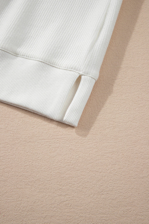 Textured Bowknot Pattern Corded Drop Shoulder Top