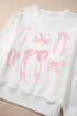 Textured Bowknot Pattern Corded Drop Shoulder Top