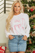 Textured Bowknot Pattern Corded Drop Shoulder Top