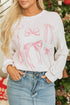 Textured Bowknot Pattern Corded Drop Shoulder Top