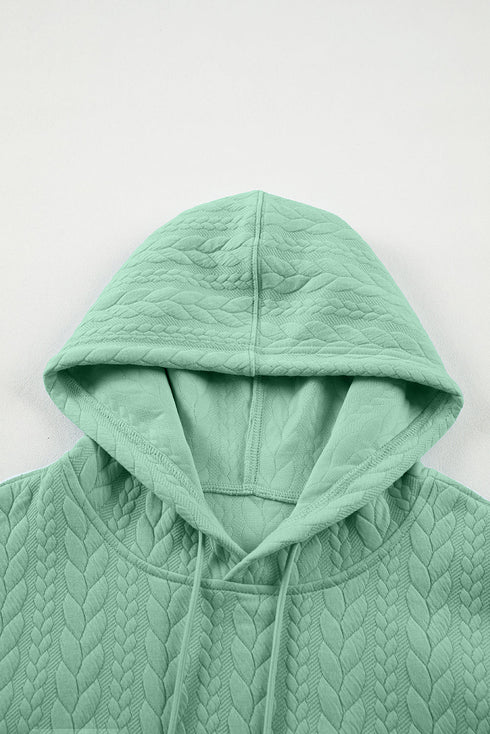 Textured Braided Pattern Relaxed Fit Pullover Hoodie