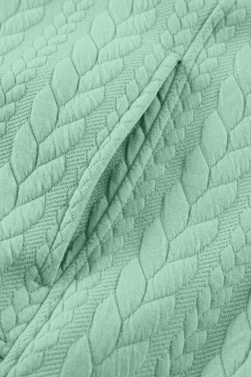 Textured Braided Pattern Relaxed Fit Pullover Hoodie
