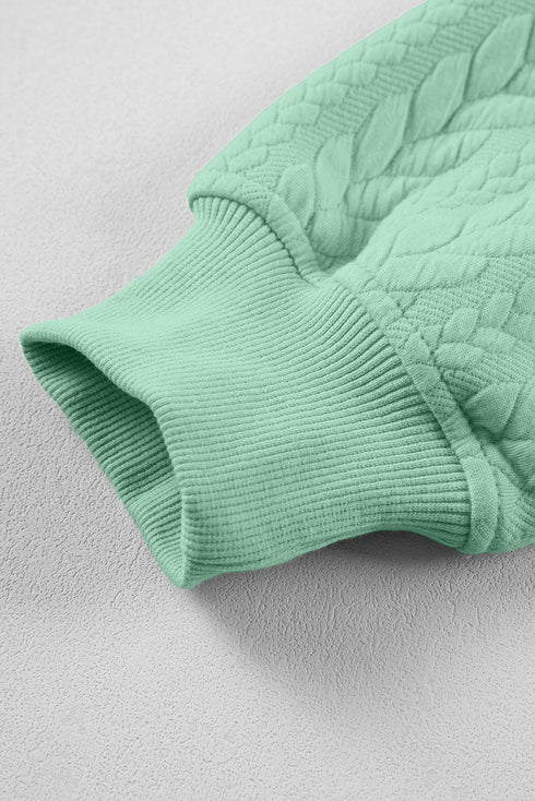 Textured Braided Pattern Relaxed Fit Pullover Hoodie