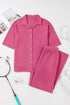 Textured Button Down Shirt And Casual Pant Sets
