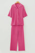 Textured Button Down Shirt And Casual Pant Sets
