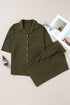 Textured Button Down Shirt And Casual Pant Sets