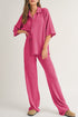 Textured Button Down Shirt And Casual Pant Sets