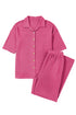 Textured Button Down Shirt And Casual Pant Sets