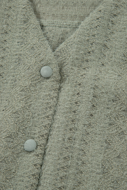 Textured Button Front Flutter Sleeve Top