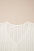 Textured Button Front Short Sleeve Raw Seam Henley Tee