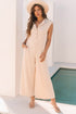 Textured Button Front Wide Leg Sleeveless Jumpsuit
