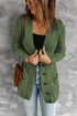 Textured Cable Knit Button Front Long Cardigan
